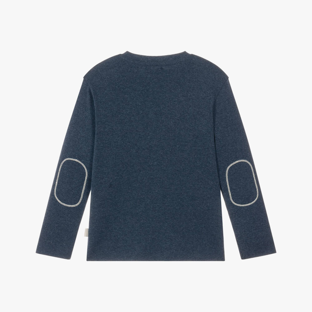 J&Josh-Boys Navy Blue Cotton Long-Sleeved Top | Childrensalon