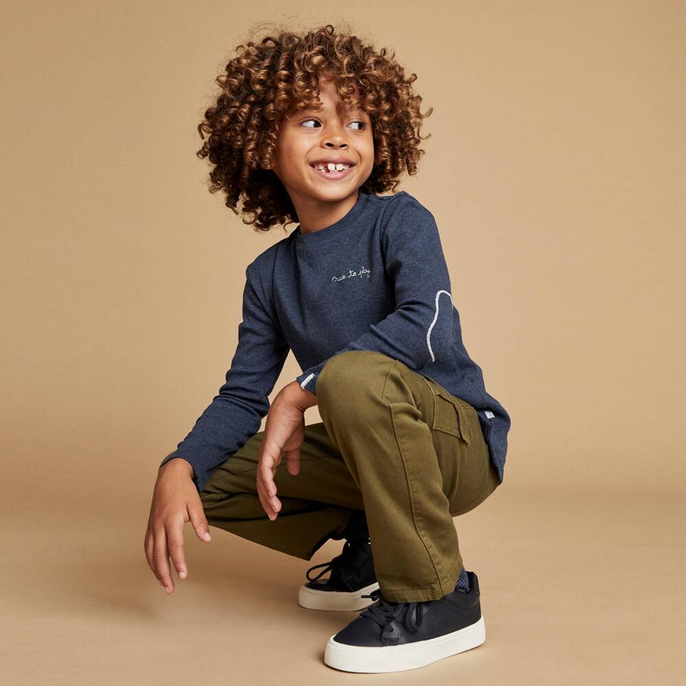 J&Josh-Boys Navy Blue Cotton Long-Sleeved Top | Childrensalon
