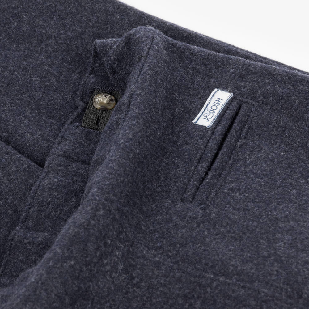 J&Josh-Boys Navy Blue Felted Wool Mix Trousers | Childrensalon