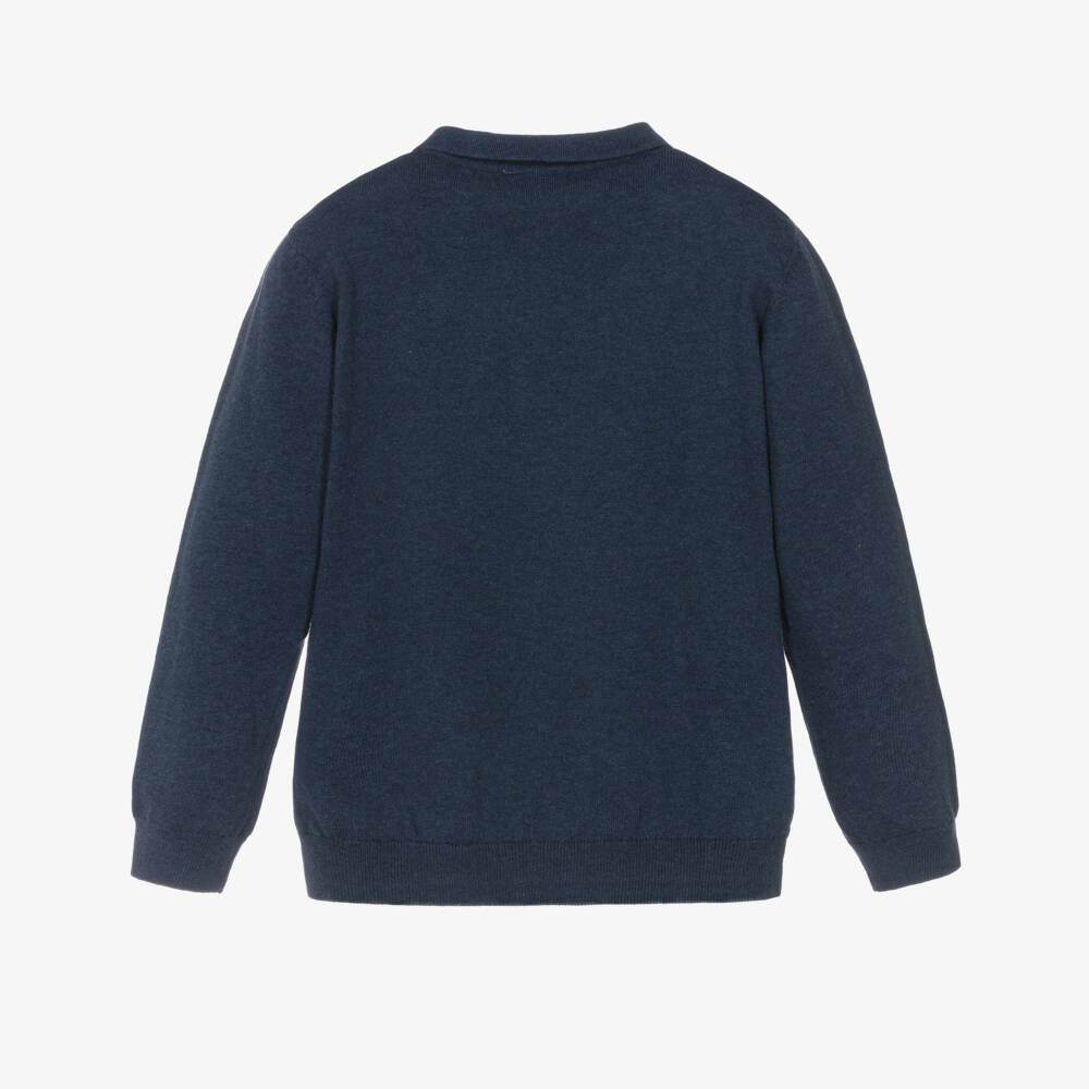 J&Josh-Boys Navy Blue Knitted Cotton Sweater | Childrensalon