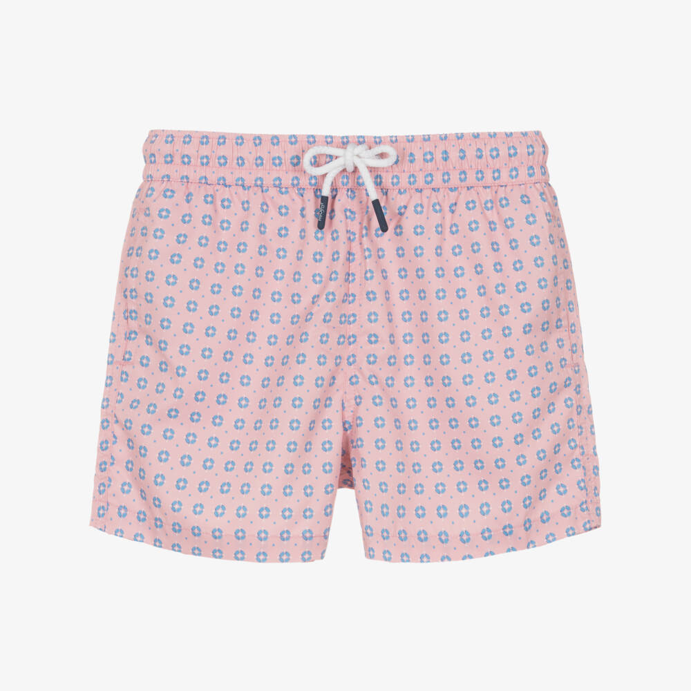 J&Josh-Boys Pale Pink Patterned Swim Shorts | Childrensalon