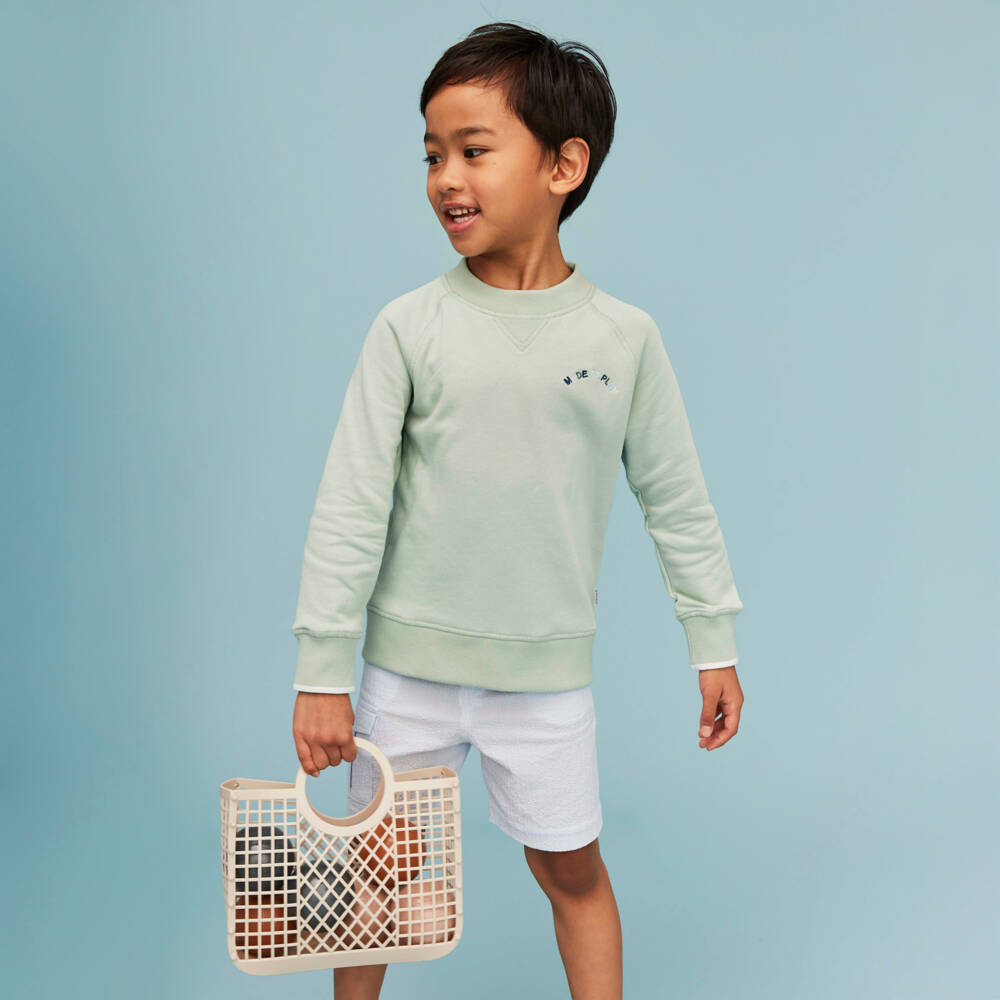 J&Josh-Boys Pastel Green Cotton Sweatshirt | Childrensalon