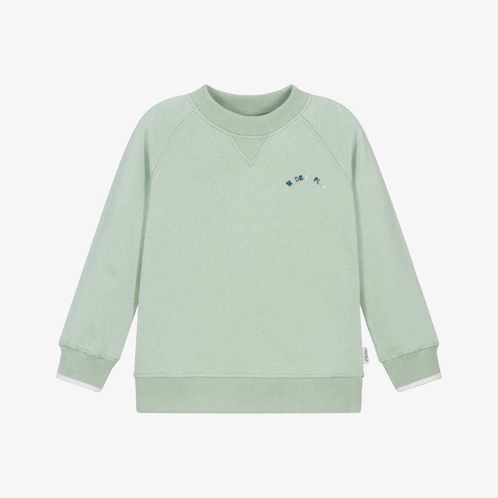 J&Josh-Boys Pastel Green Cotton Sweatshirt | Childrensalon