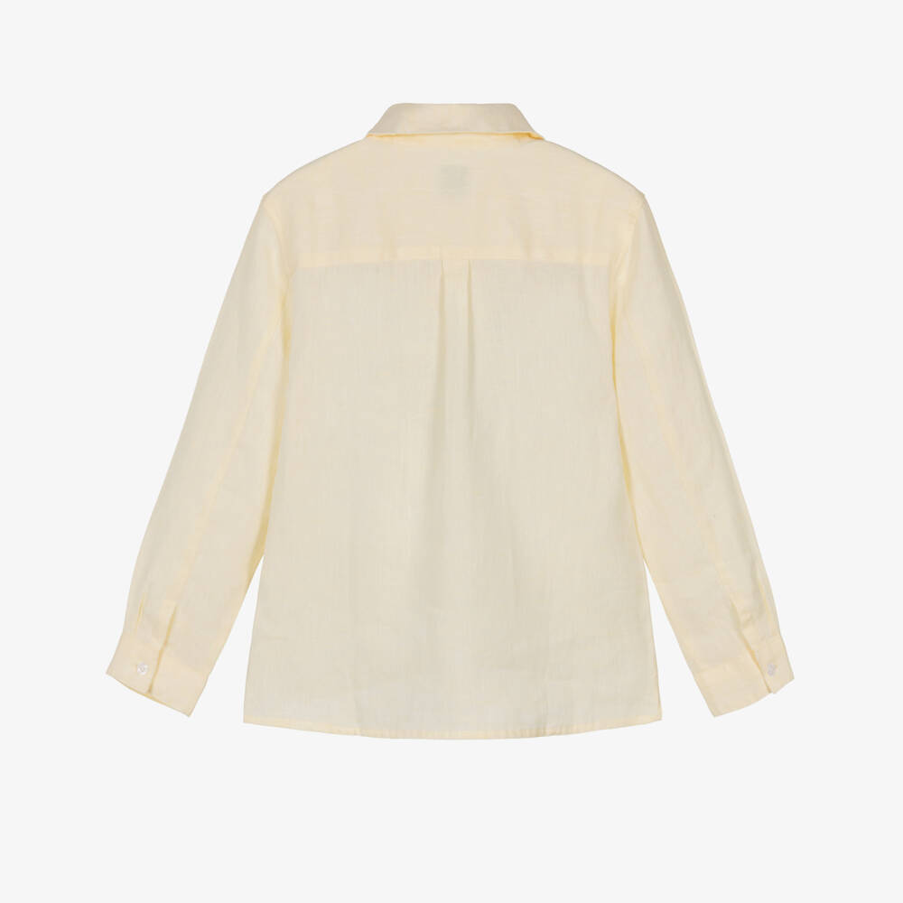 J&Josh-Boys Yellow Pop-Over Linen Shirt | Childrensalon