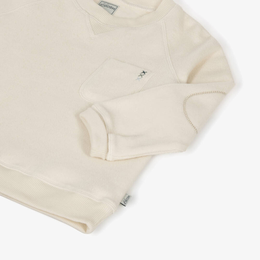 J&Josh-Ivory Cotton Fleece Sweatshirt | Childrensalon