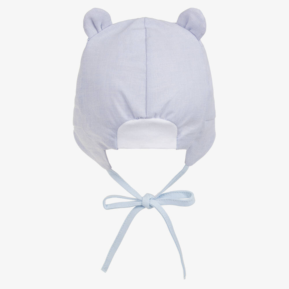 Jamiks-Baby Boys Blue Cotton Tie Fastening Hat | Childrensalon