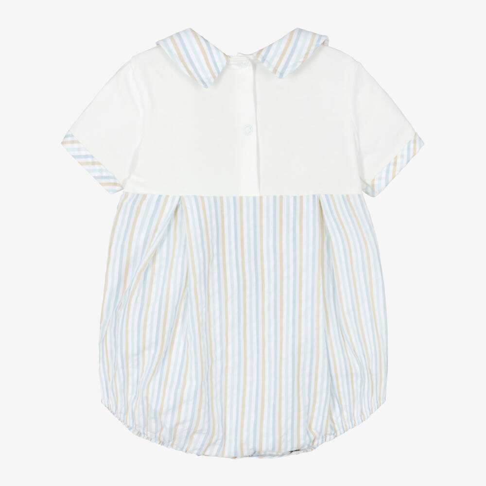 Jamiks-Baby Boys Blue Multi-Stripe Seersucker Shortie | Childrensalon