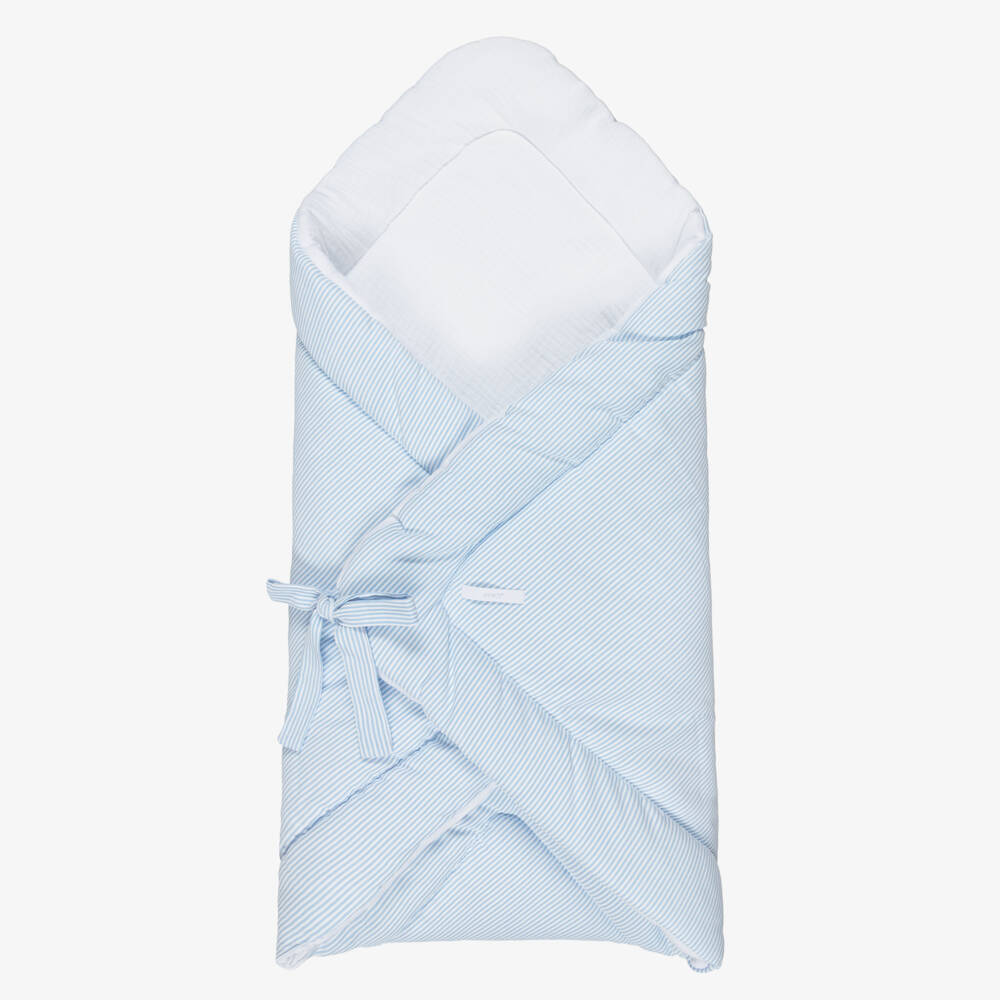 Jamiks-Baby Boys Blue & White Striped Nest (70cm) | Childrensalon