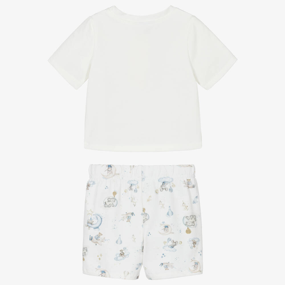 Jamiks-Baby Boys Ivory Hot Air Balloon & Teddy Shorts Set | Childrensalon