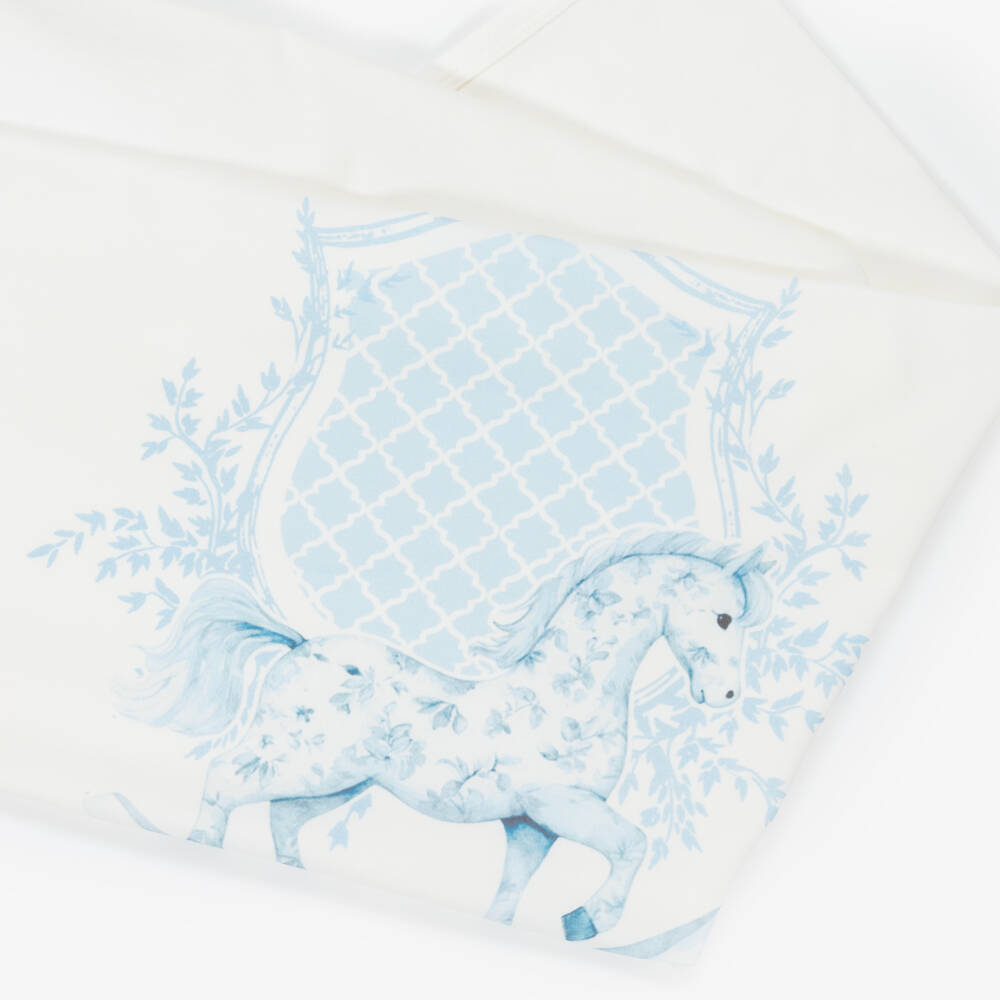Jamiks-Baby Boys Ivory Rocking Horse Blanket (78cm) | Childrensalon