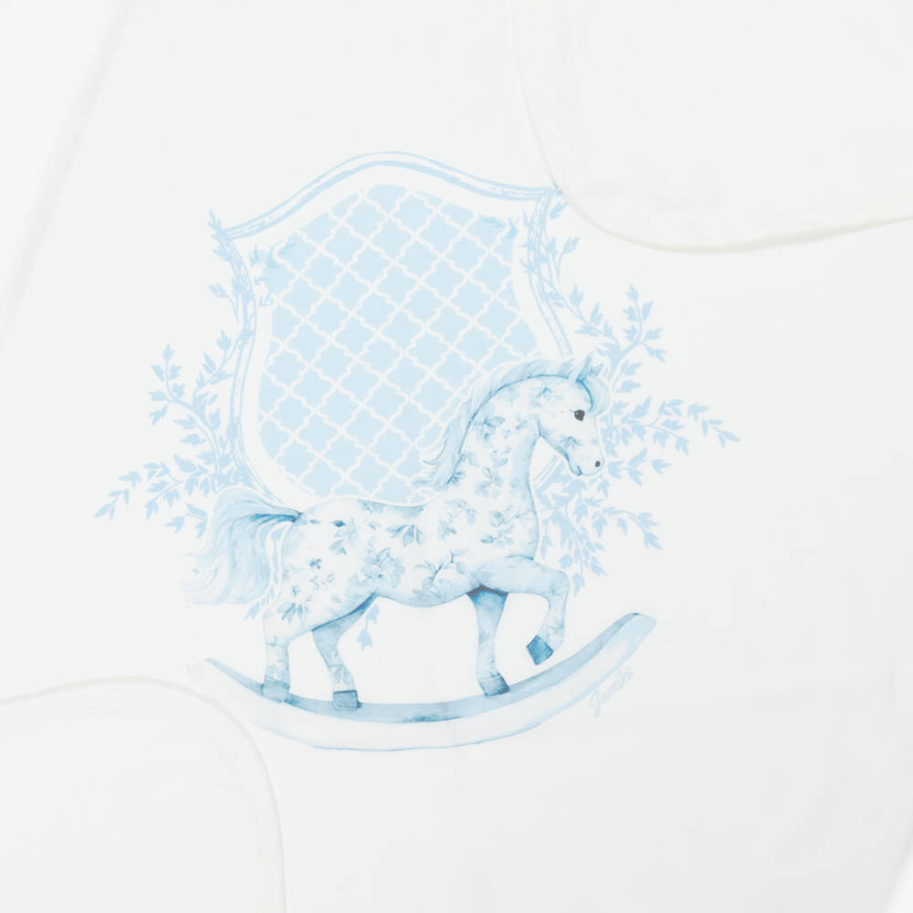 Jamiks-Baby Boys Ivory Rocking Horse Blanket (78cm) | Childrensalon