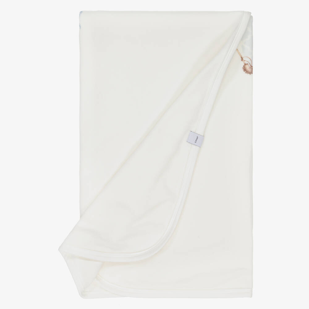 Jamiks-بطانية بطبعة دب مخمل لون عاجي للمواليد (85 سم) | Childrensalon