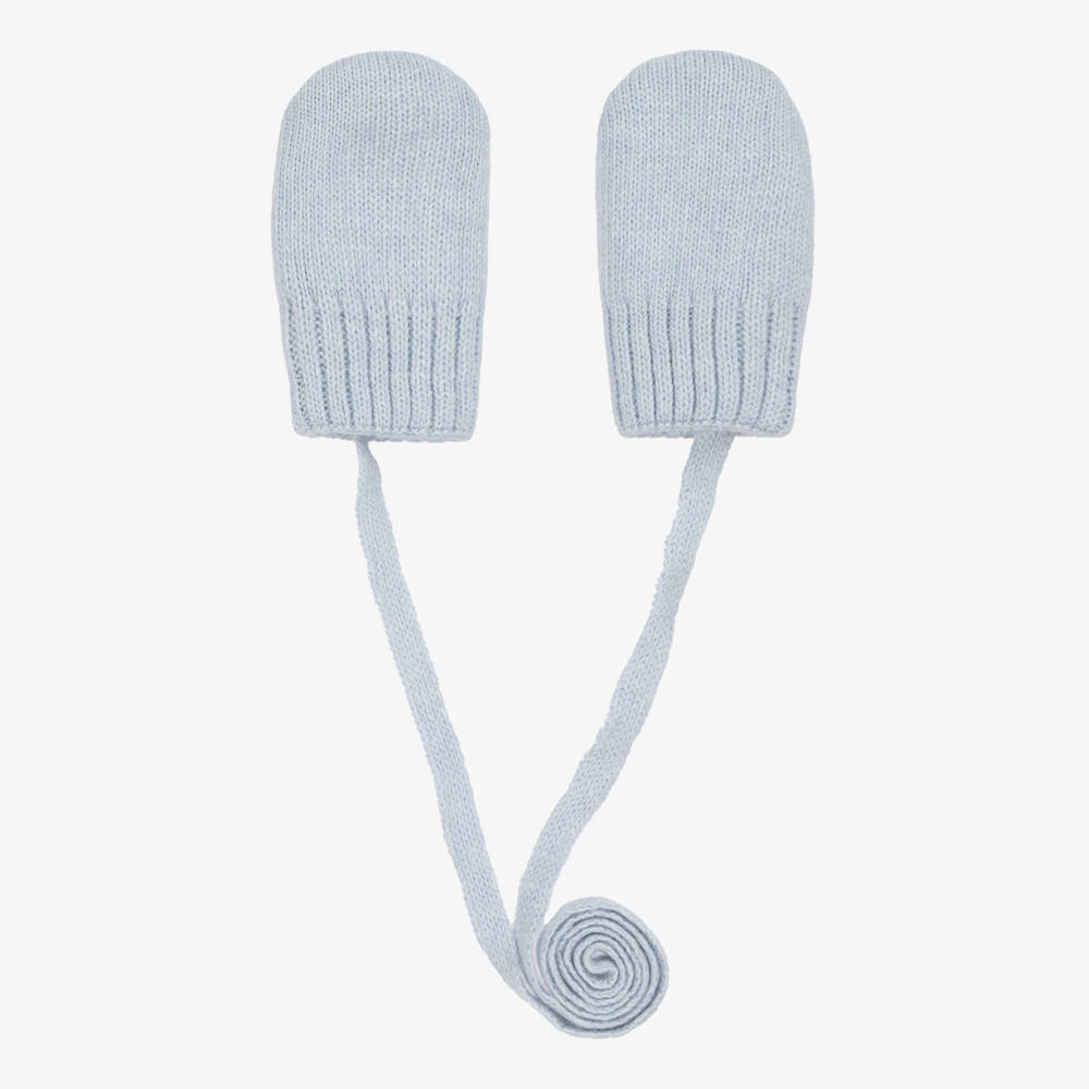 Jamiks-Baby Boys Pale Blue Knitted Mittens | Childrensalon