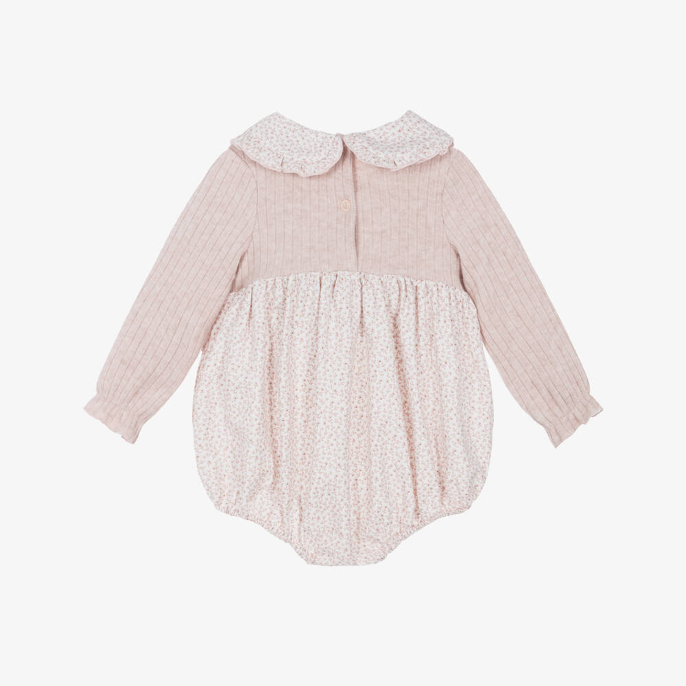 Jamiks-Baby Girls Pink Cotton Knit & Floral Shortie | Childrensalon