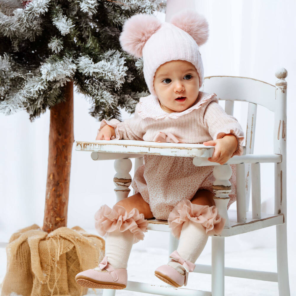 Jamiks-Baby Girls Pink Cotton Knit & Floral Shortie | Childrensalon