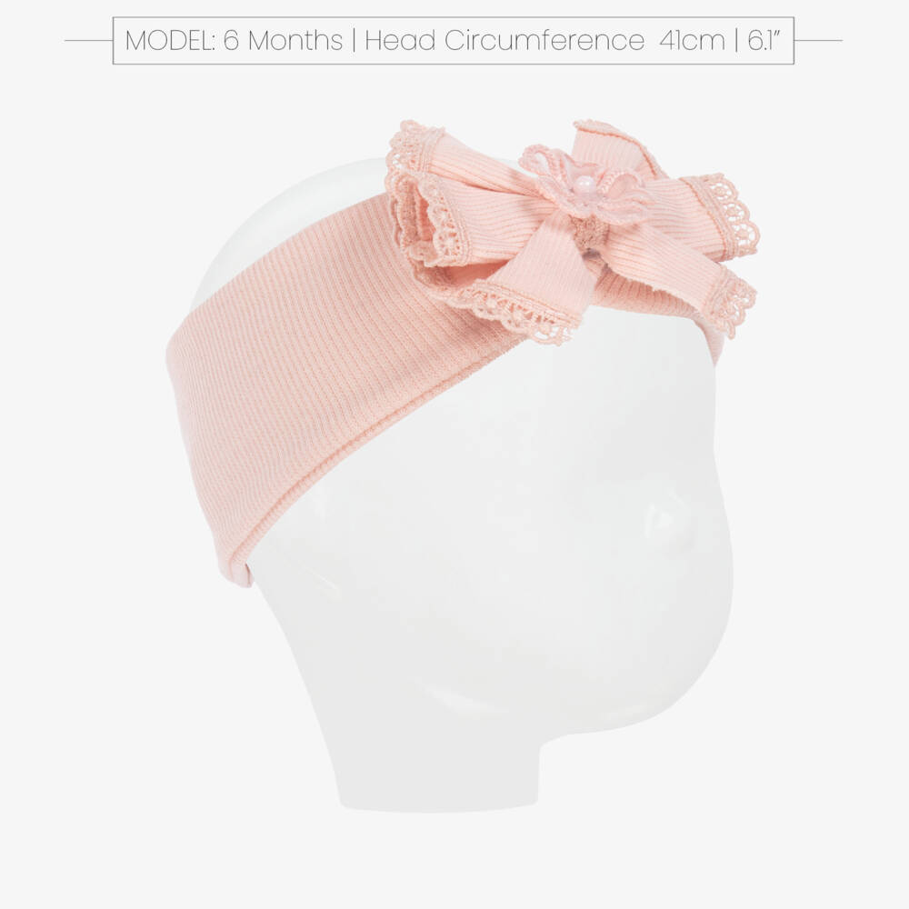 Jamiks-Baby Girls Rose Pink Cotton Bow Headband | Childrensalon