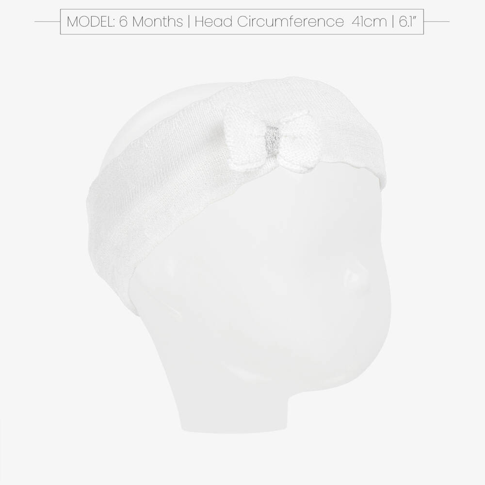Jamiks-Baby Girls White Knitted Bow Headband | Childrensalon