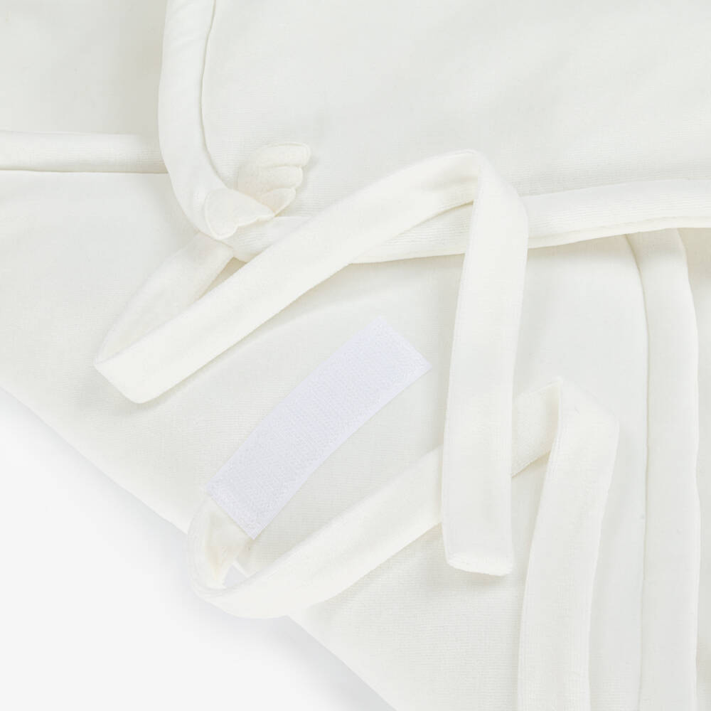 Jamiks-Baby Girls White Velour Nest with Lace Trim (70cm) | Childrensalon