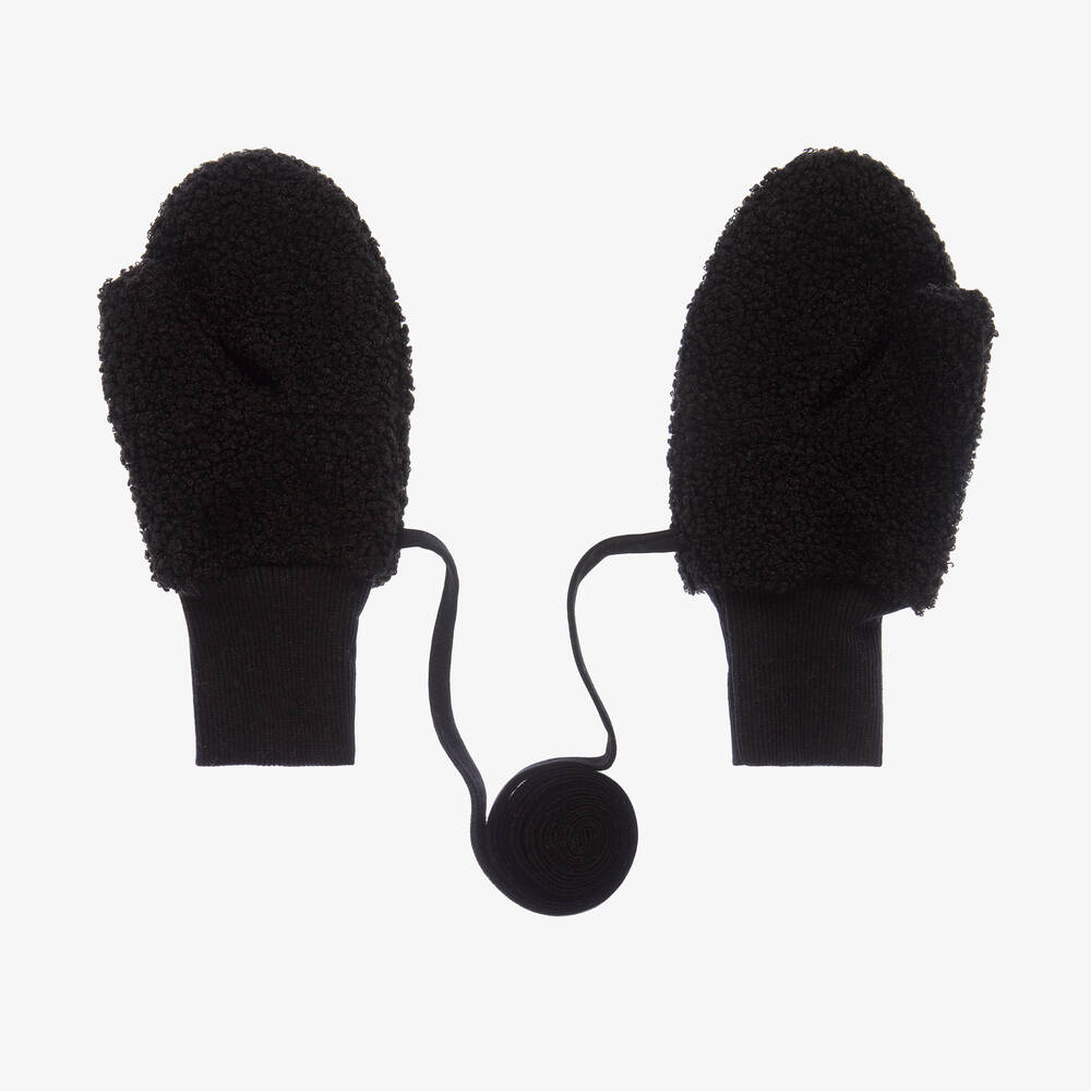 Jamiks-Black Bouclé Fleece Mittens | Childrensalon