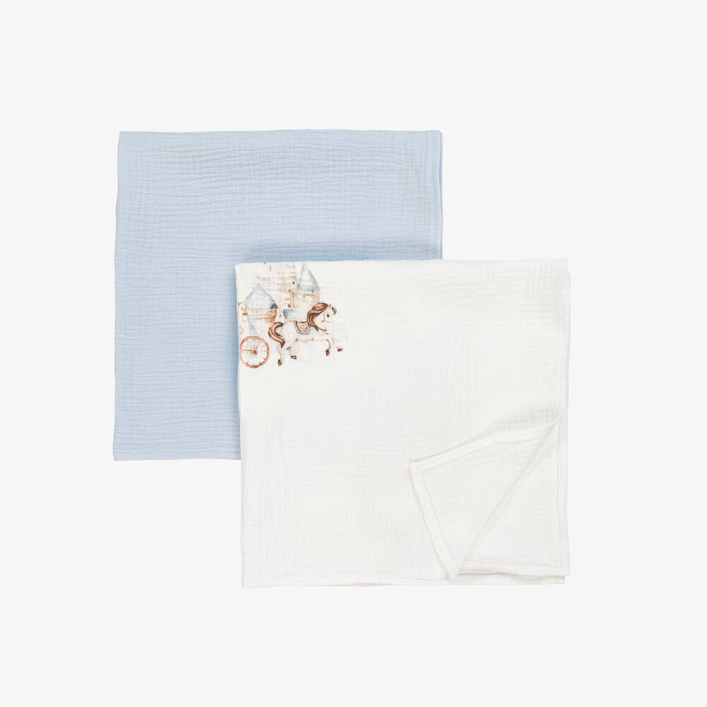Jamiks-Blue Cotton Muslin & Dummy Clip Set  | Childrensalon