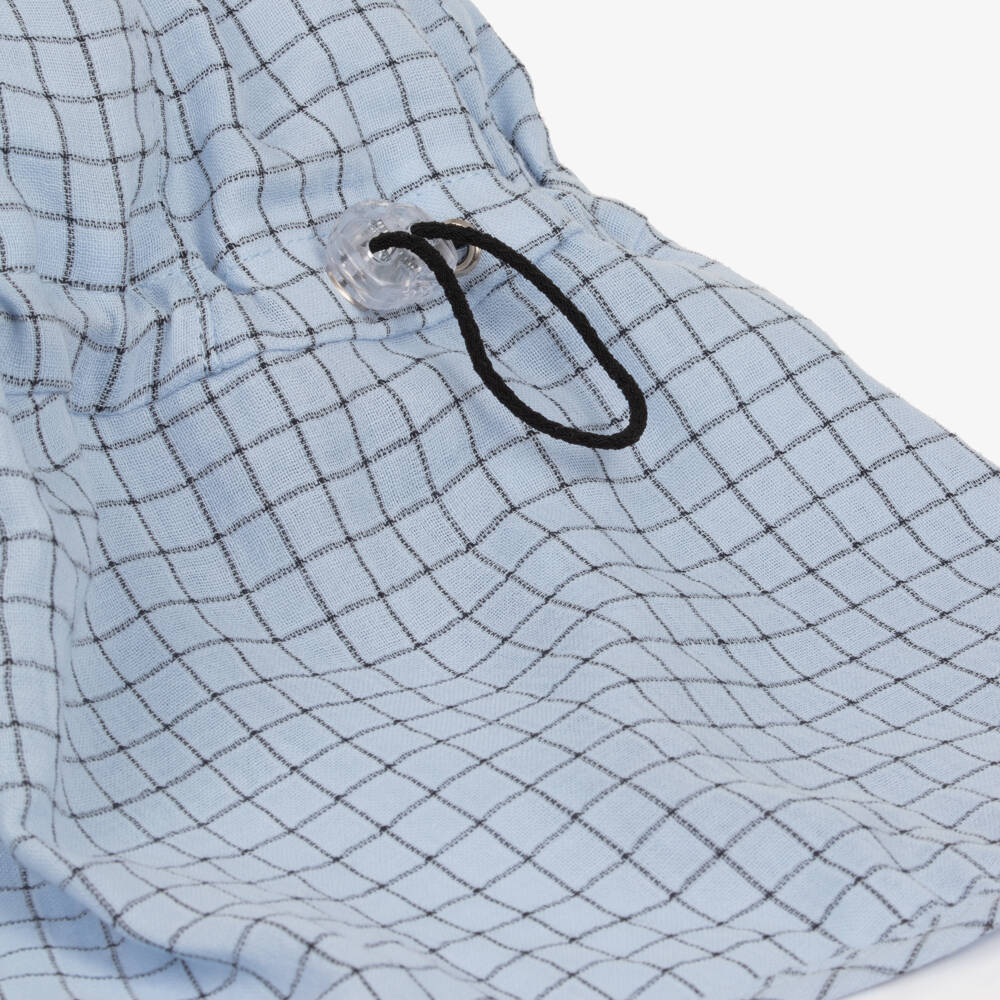 Jamiks-Boys Blue Check Cotton Legionnaire's Hat | Childrensalon