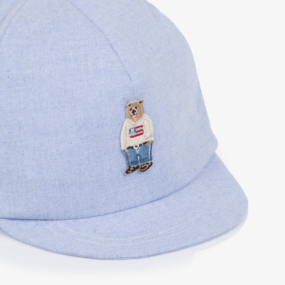 Jamiks-Boys Blue Cotton Cap with Bear Patch | Childrensalon