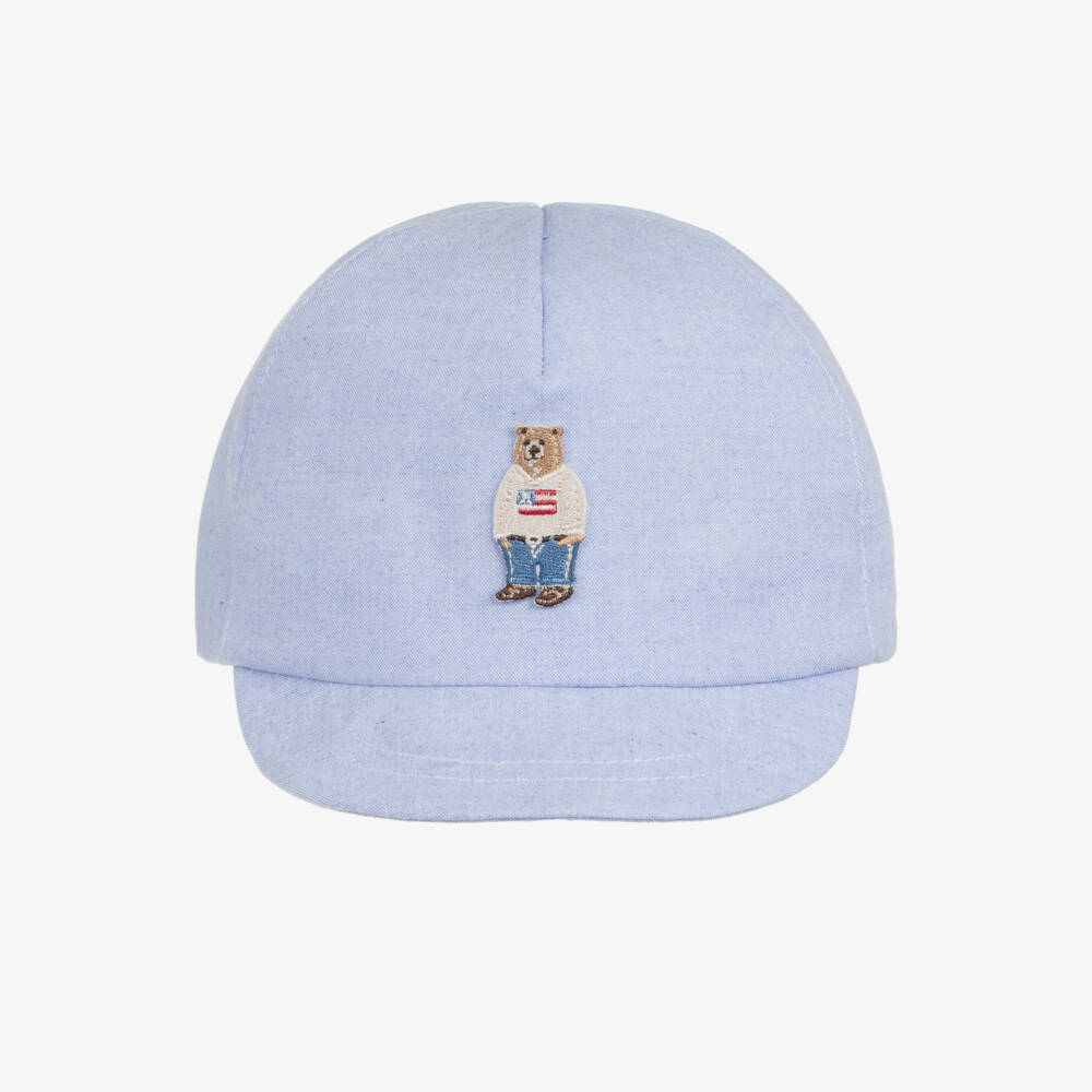 Jamiks-Boys Blue Cotton Cap with Bear Patch | Childrensalon