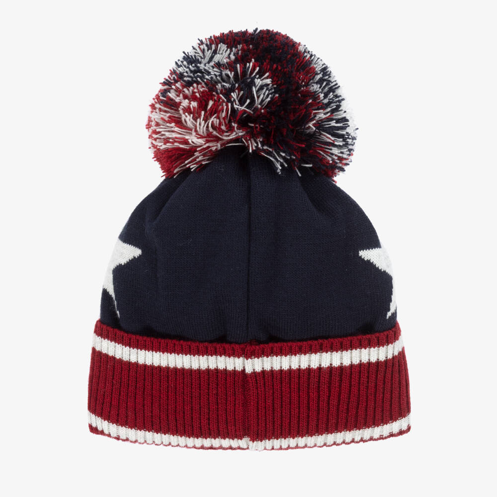 Jamiks-Boys Blue & Red Star-Patterned Bobble Hat | Childrensalon