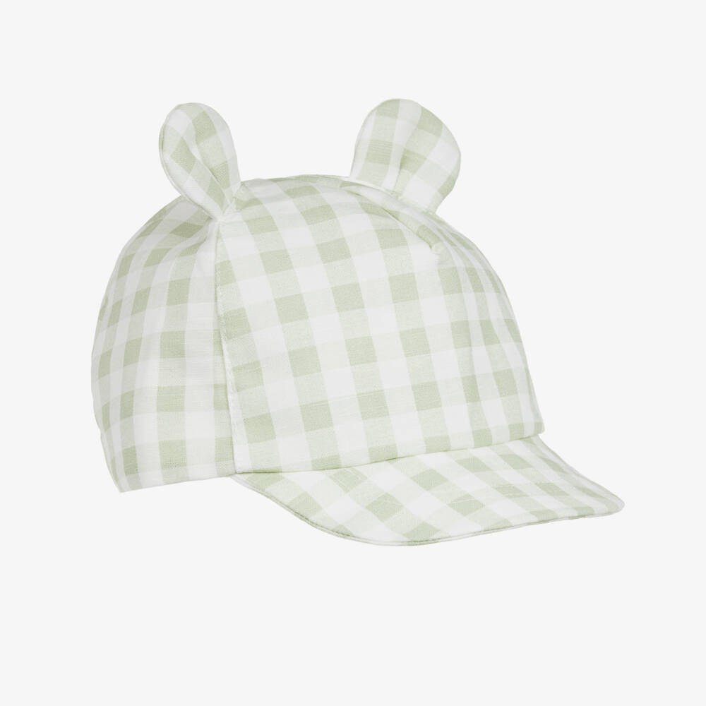Jamiks-Boys Green Gingham Cotton Cap with Ears | Childrensalon