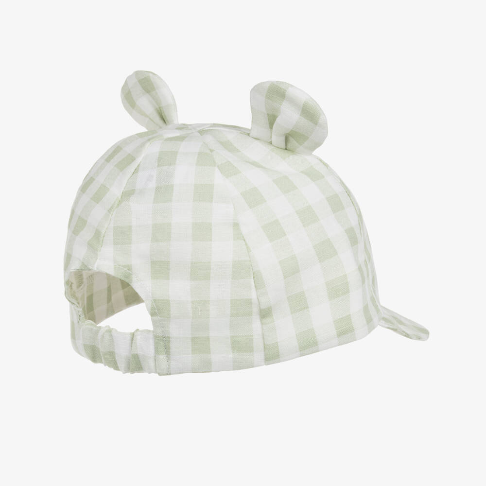 Jamiks-Boys Green Gingham Cotton Cap with Ears | Childrensalon