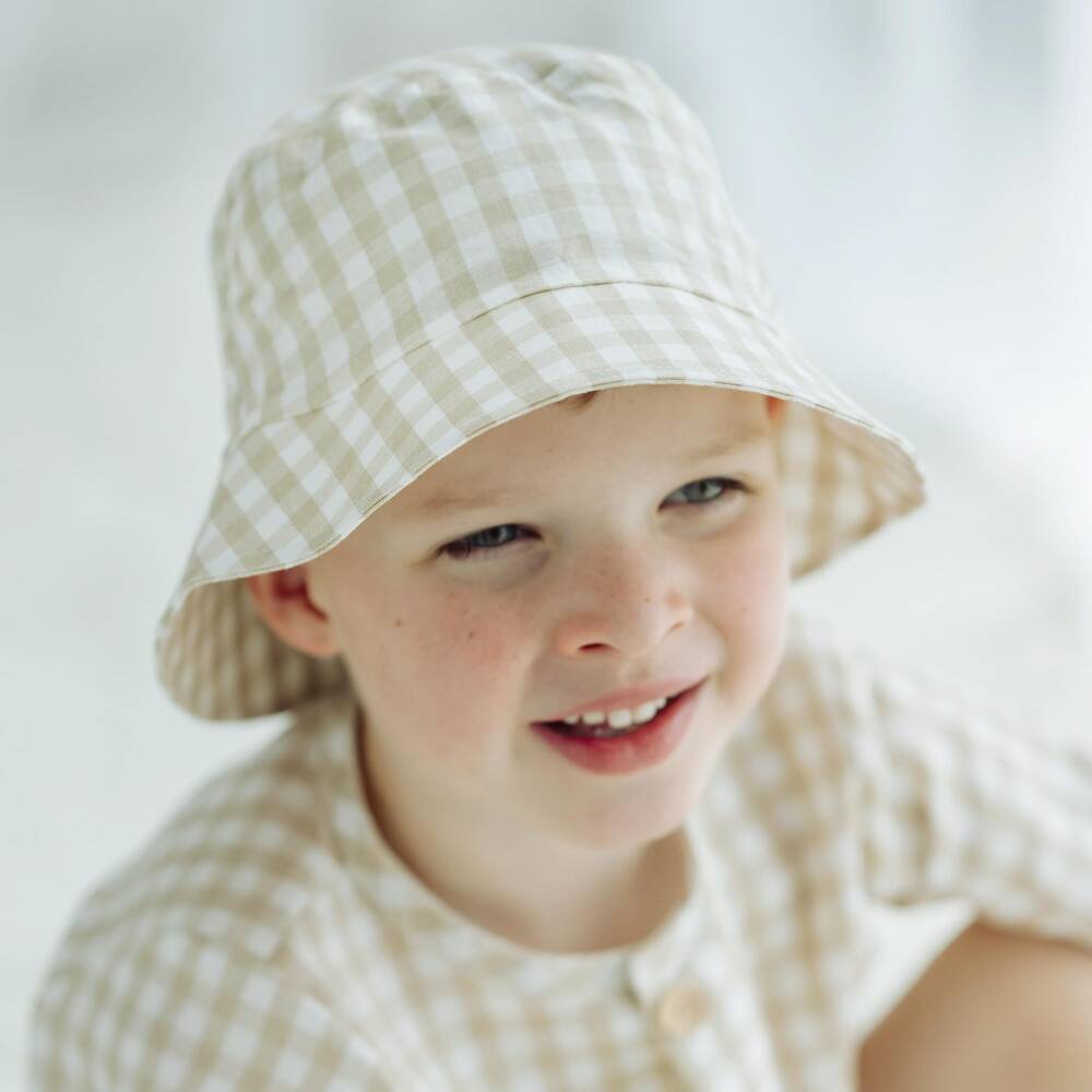Jamiks-Boys Green & White Gingham Bucket Hat | Childrensalon