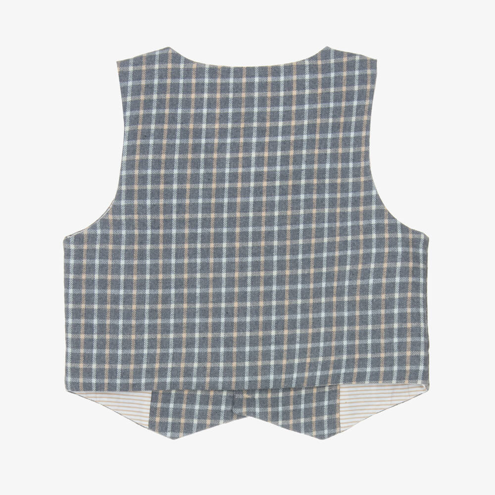 Jamiks-جيليه قطن كاروهات لون بيج ورمادي للأولاد الرضع | Childrensalon