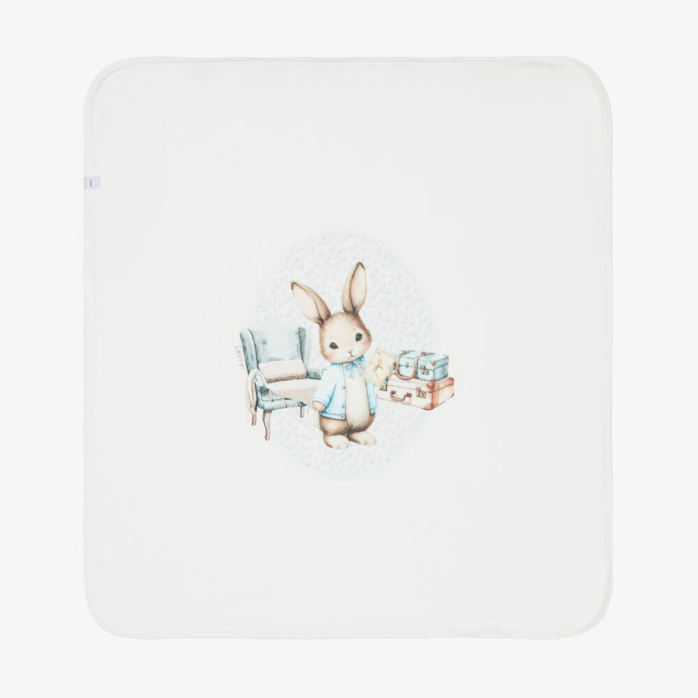 Jamiks-طقم أفارول بطبعة أرنب قطيفة لون عاجي للأولاد الرضع | Childrensalon