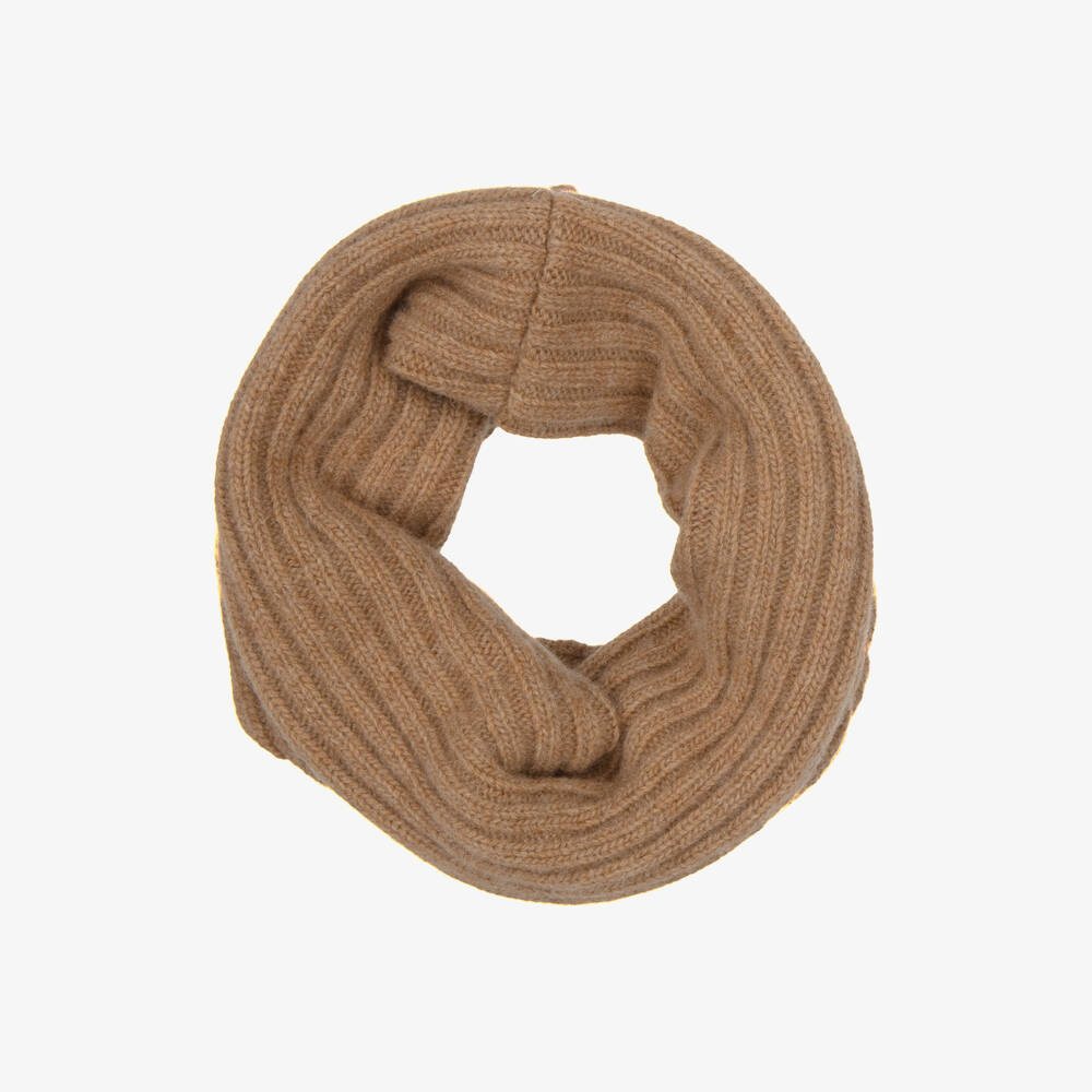Jamiks-Caramel Beige Snood in a Merino Wool Knit | Childrensalon