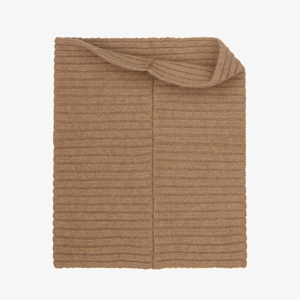 Jamiks-Caramel Beige Snood in a Merino Wool Knit | Childrensalon