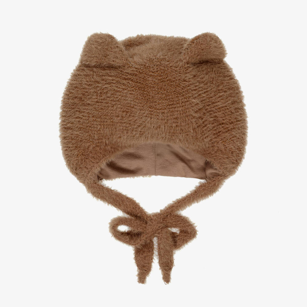 Jamiks-Caramel Brown Knitted Baby Hat with Teddy Bear Ears | Childrensalon