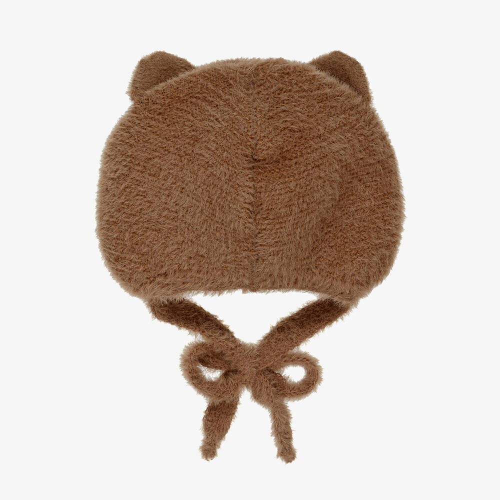 Jamiks-Caramel Brown Knitted Baby Hat with Teddy Bear Ears | Childrensalon