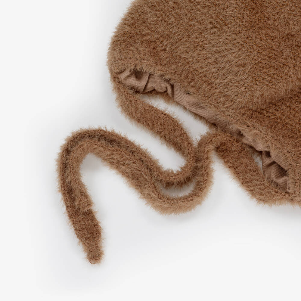 Jamiks-Caramel Brown Knitted Baby Hat with Teddy Bear Ears | Childrensalon