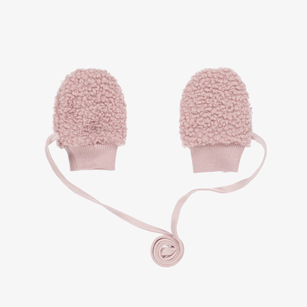 Jamiks-Dusky Pink Bouclé Mittens | Childrensalon
