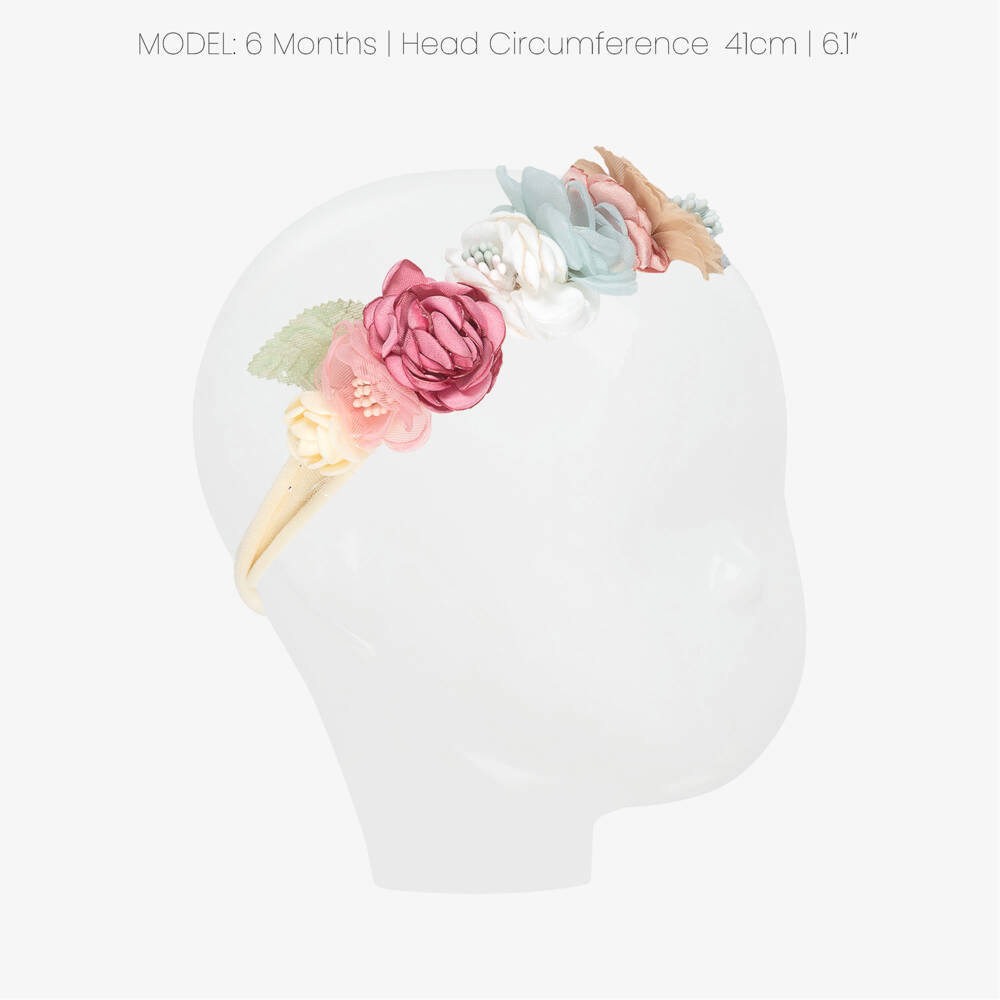 Jamiks-طوق رأس مزين بورود لون بيج للبنات | Childrensalon