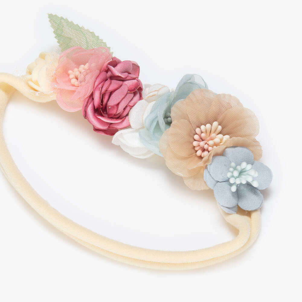 Jamiks-طوق رأس مزين بورود لون بيج للبنات | Childrensalon