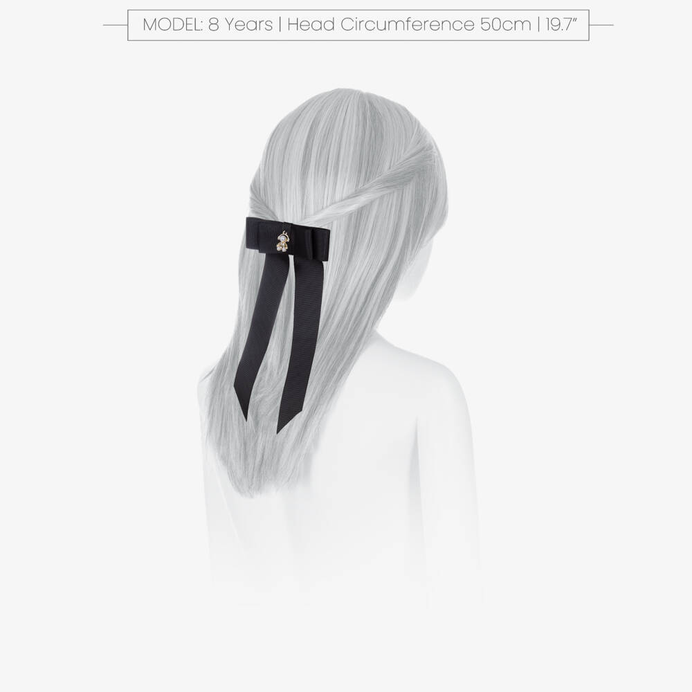 Jamiks-Girls Black Ribbon Bow Hair Clip (9cm) | Childrensalon