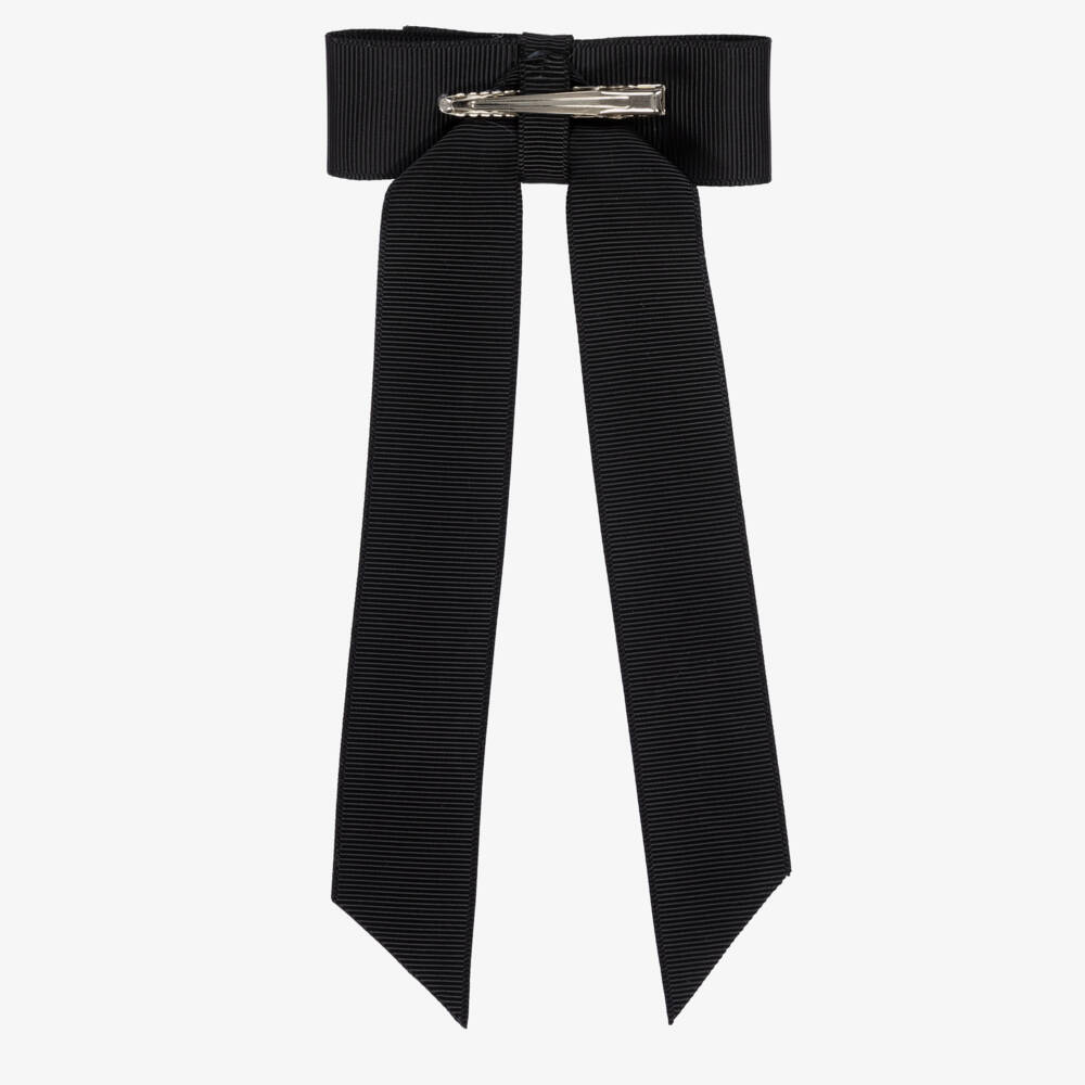 Jamiks-Girls Black Ribbon Bow Hair Clip (9cm) | Childrensalon