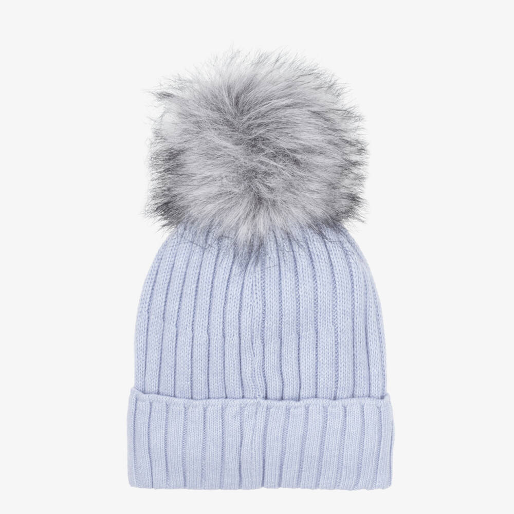 Jamiks-Girls Blue Knitted Pom-Pom Bobble Hat | Childrensalon