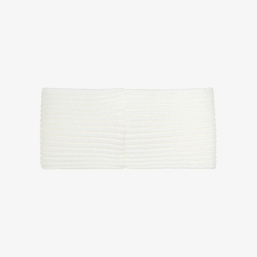 Jamiks-Girls Ecru Knitted Headband with Flowers | Childrensalon