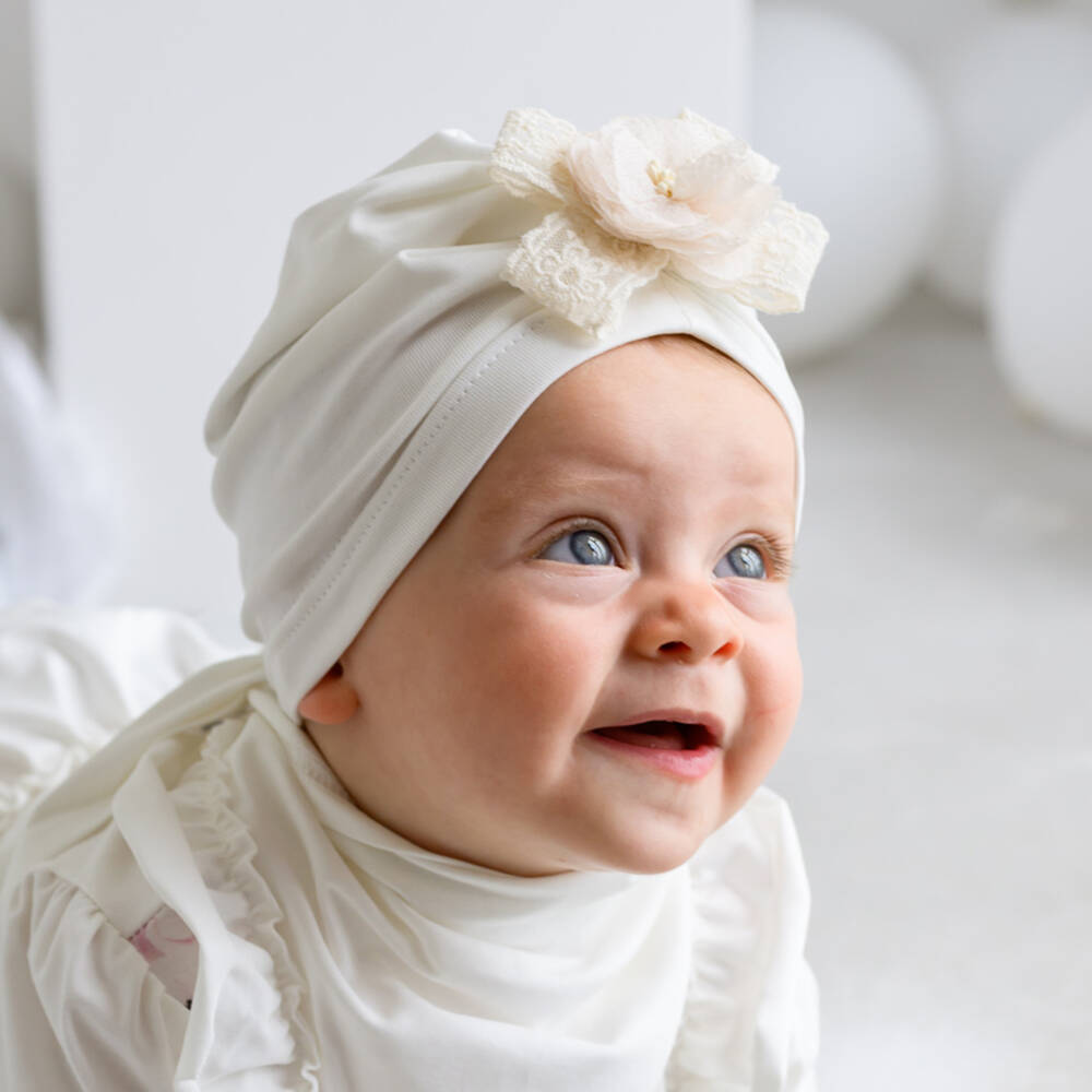 Jamiks-Girls Ivory Cotton Turban | Childrensalon