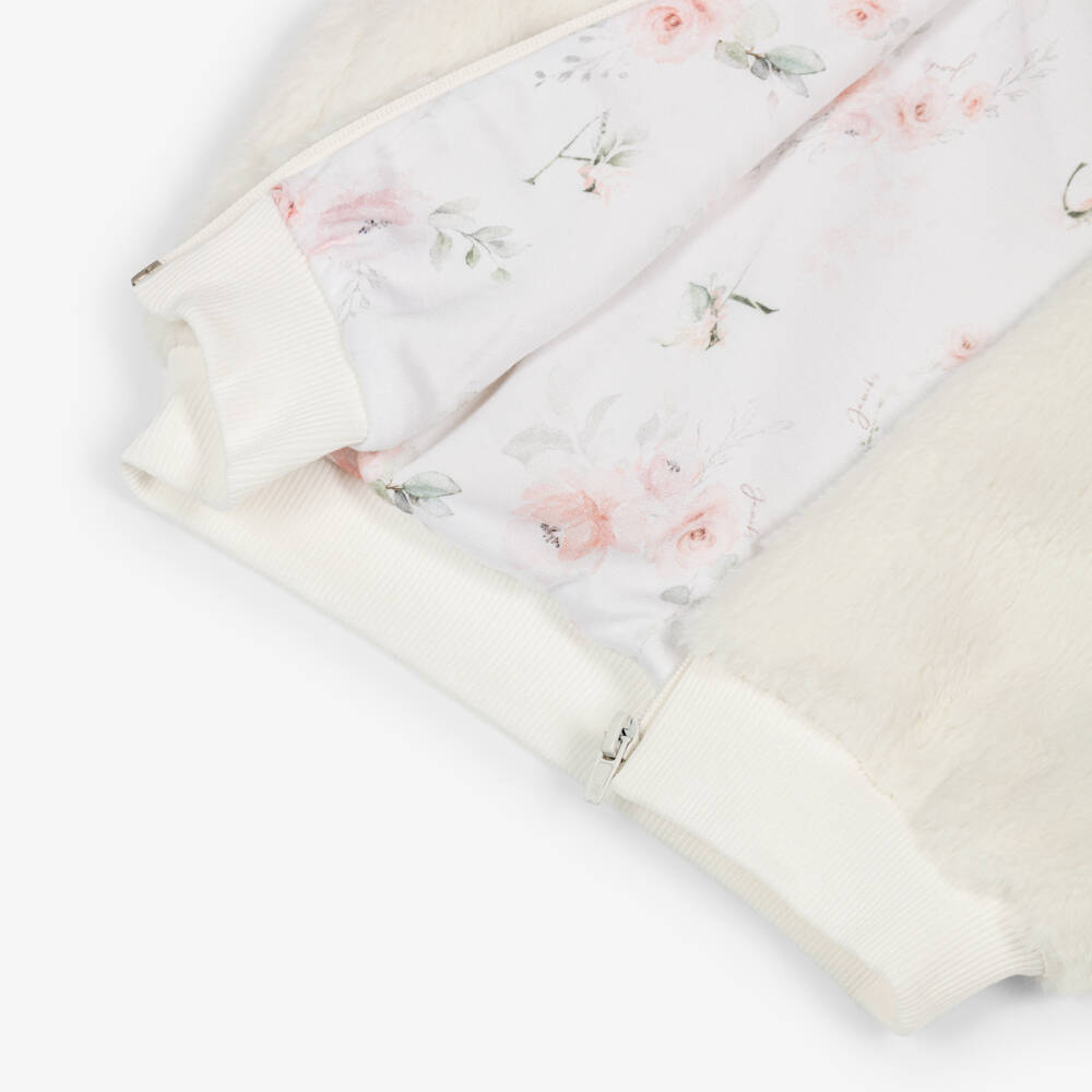 Jamiks-Girls Ivory Faux Fur Bomber Jacket | Childrensalon