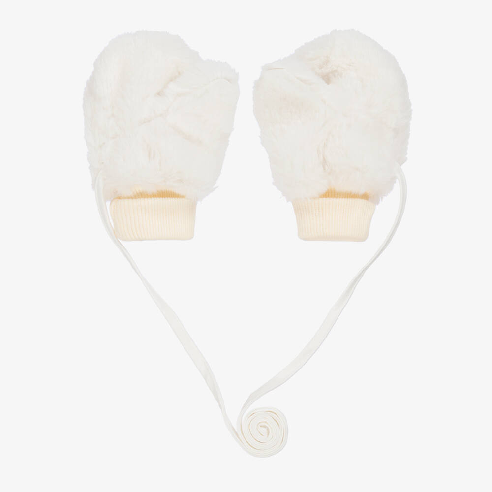 Jamiks-Girls Ivory Faux Fur Mittens | Childrensalon