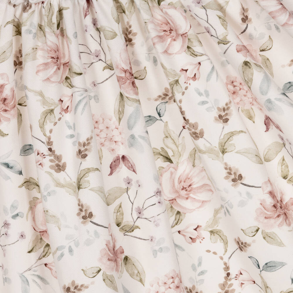 Jamiks-Girls Ivory Floral Print Cotton Dress | Childrensalon