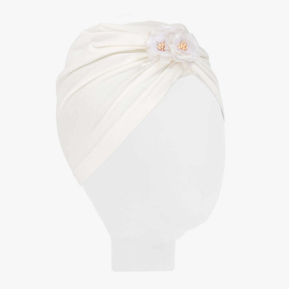 Jamiks-Girls Ivory Jersey Flower Turban | Childrensalon